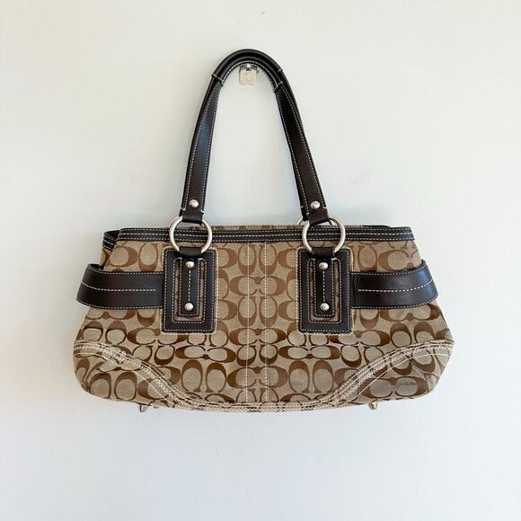 Coach Y2K Vintage Soho Signature Jacquard Double Handle Shoulder Bag Brown - Picture 4 of 12